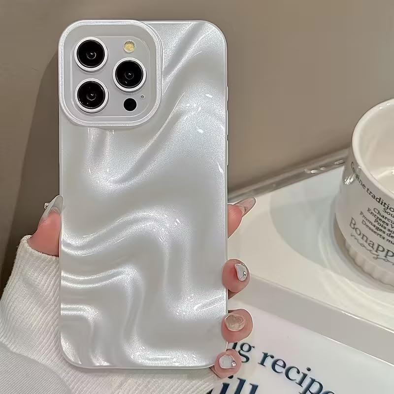 Hot 3D Minimalist Faux Wave Cute Design White Swirl Back Case Cover for iPhone