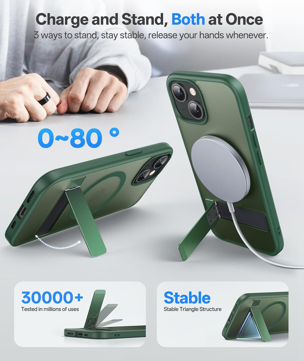 Magnetic with Build-in Stand Rugged Shockproof Protective Back Case For iPhone