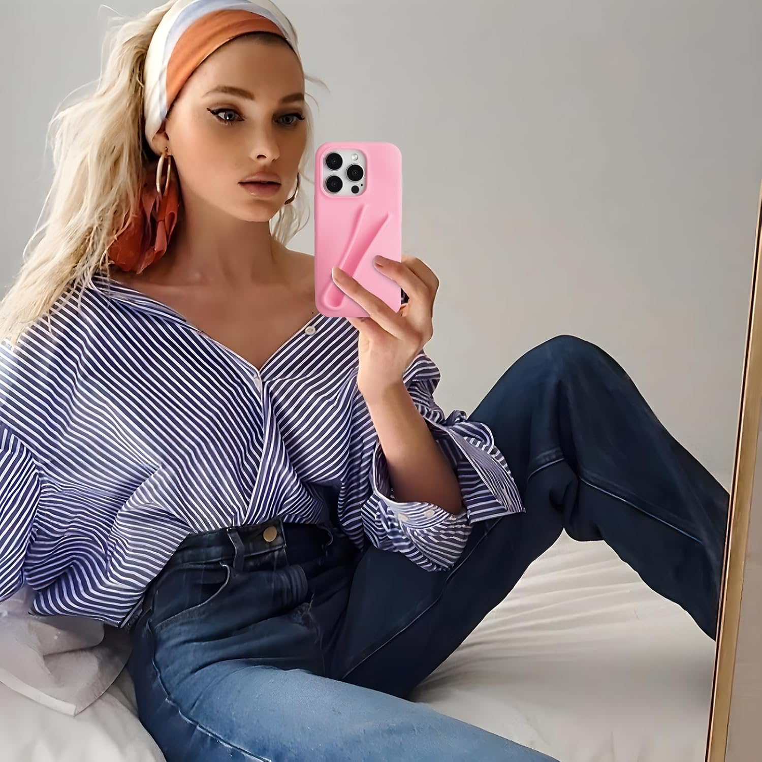 Premium Silicone Phone Cover With Lipstick Holder For iPhone