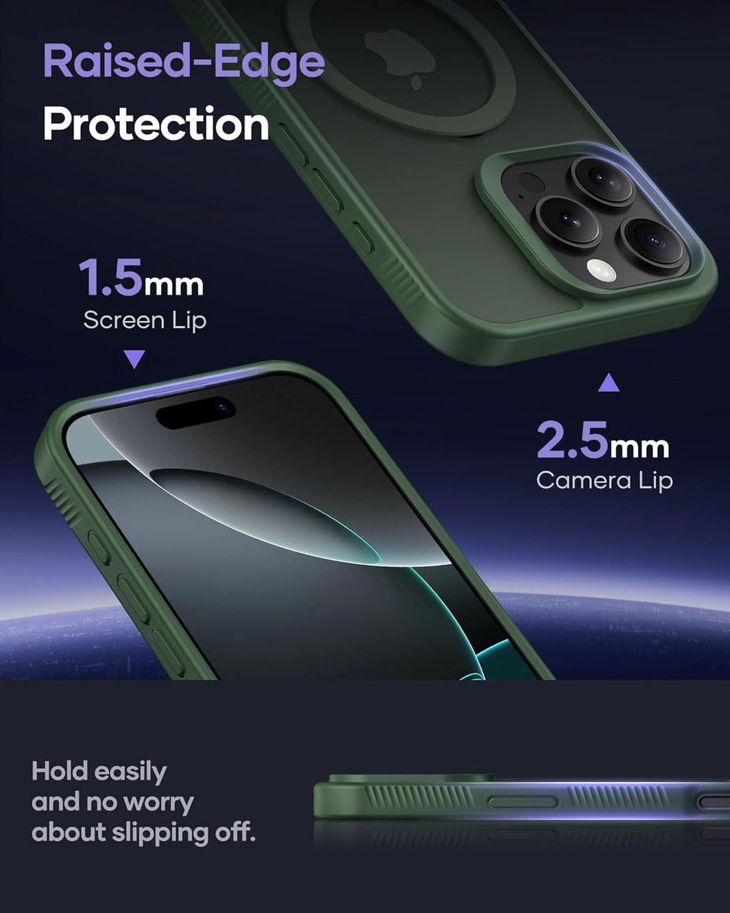 Magnetic Ring Kickstand, Shockproof Protective Back & Translucent Matte Slim Phone Cover for iPhone