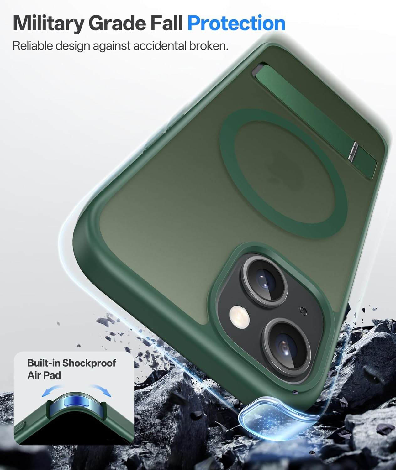 Magnetic with Build-in Stand Rugged Shockproof Protective Back Case For iPhone