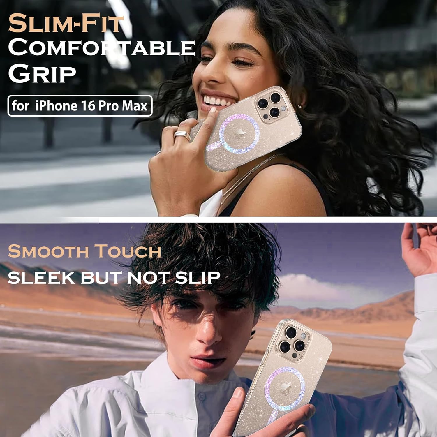 Compatible with Magsafe Sparkling Design Slim Anti-Fingerprint for iPhone