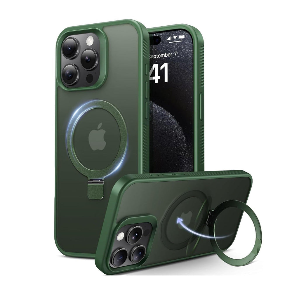 Magnetic Ring Kickstand, Shockproof Protective Back & Translucent Matte Slim Phone Cover for iPhone