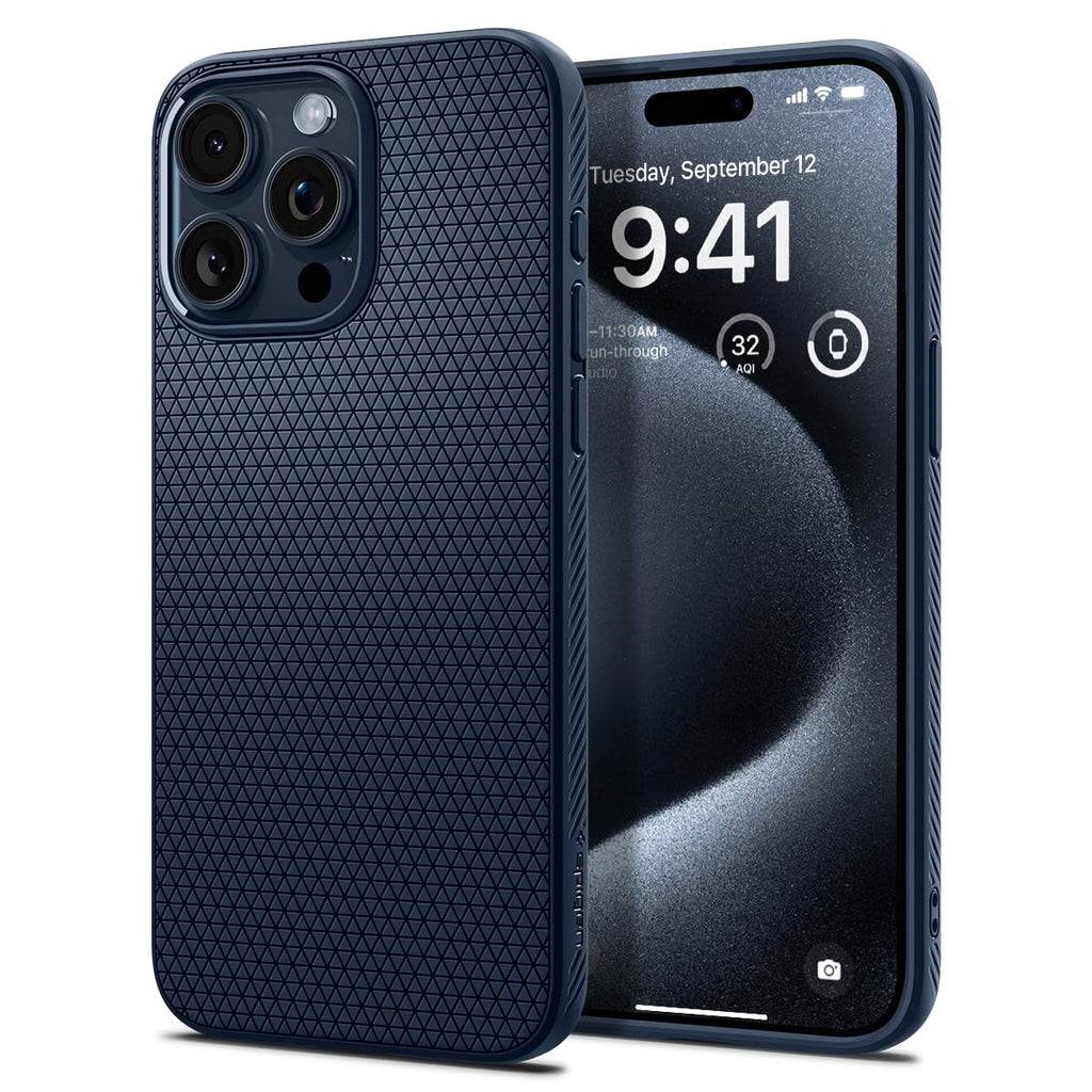 Navy Blue Liquid Air Back Cover Case Compatible with iPhone
