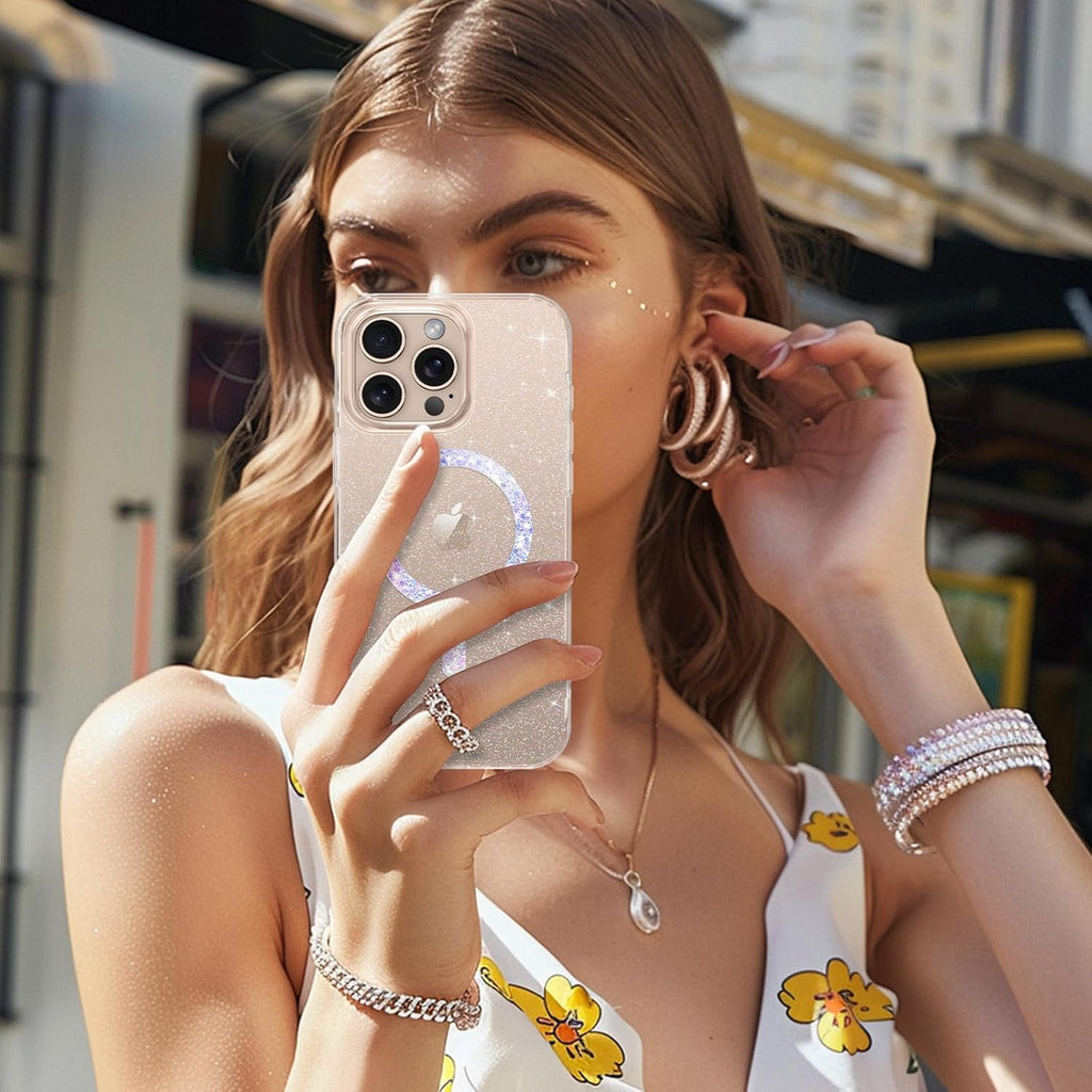 Compatible with Magsafe Sparkling Design Slim Anti-Fingerprint for iPhone