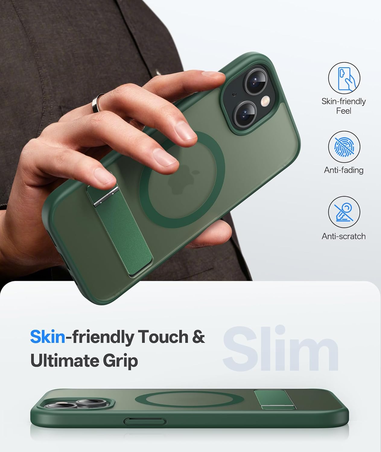 Magnetic with Build-in Stand Rugged Shockproof Protective Back Case For iPhone