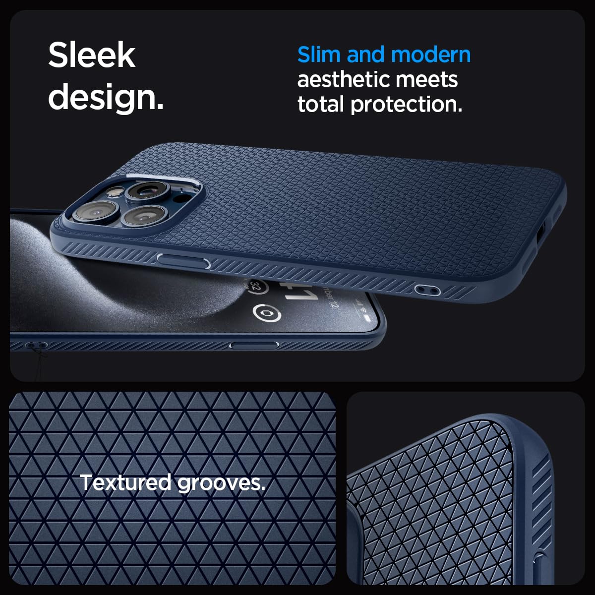 Navy Blue Liquid Air Back Cover Case Compatible with iPhone