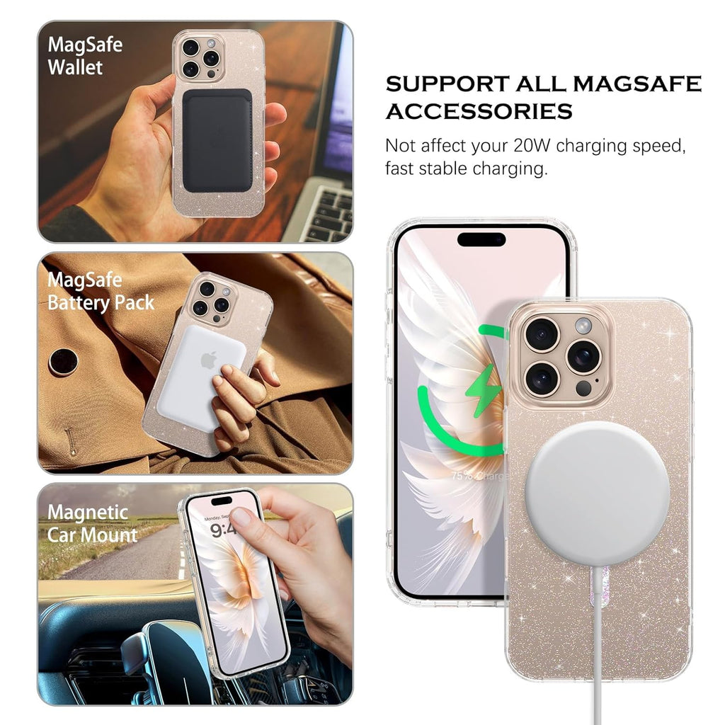 Compatible with Magsafe Sparkling Design Slim Anti-Fingerprint for iPhone