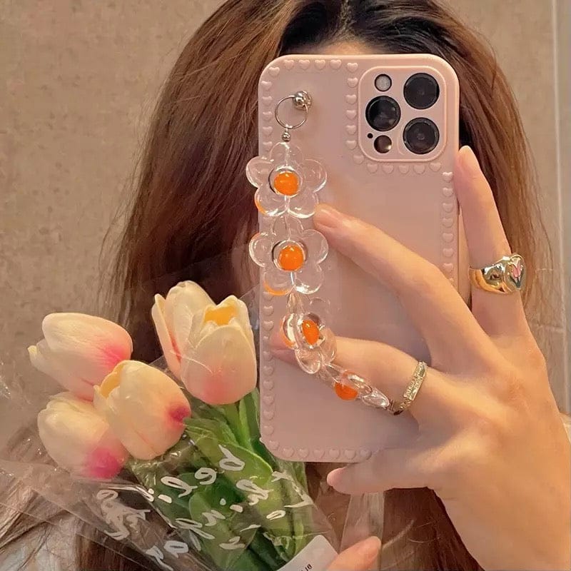 Peach Flower Chain Case For iPhone