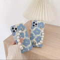 Blue Floral Pearl Case For iPhone