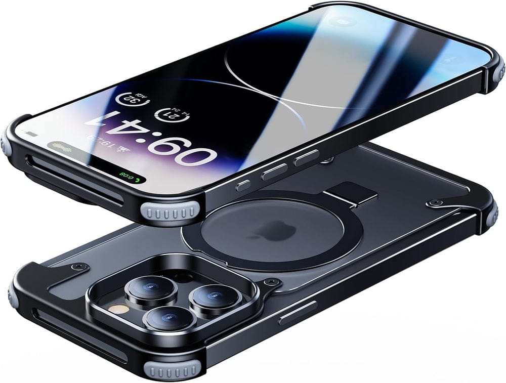 Metal Frameless Armoured Case with Kickstand For iPhone