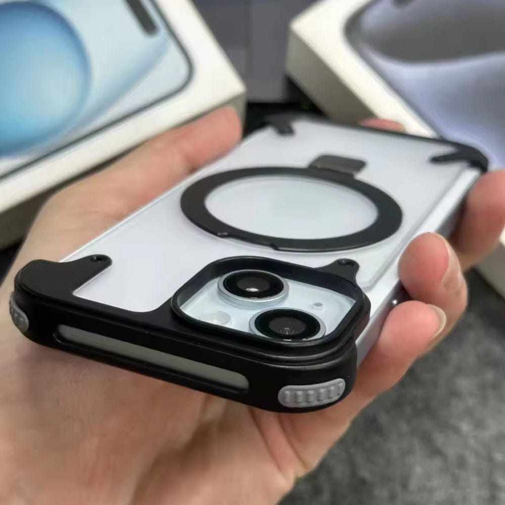 Metal Frameless Armoured Case with Kickstand For iPhone