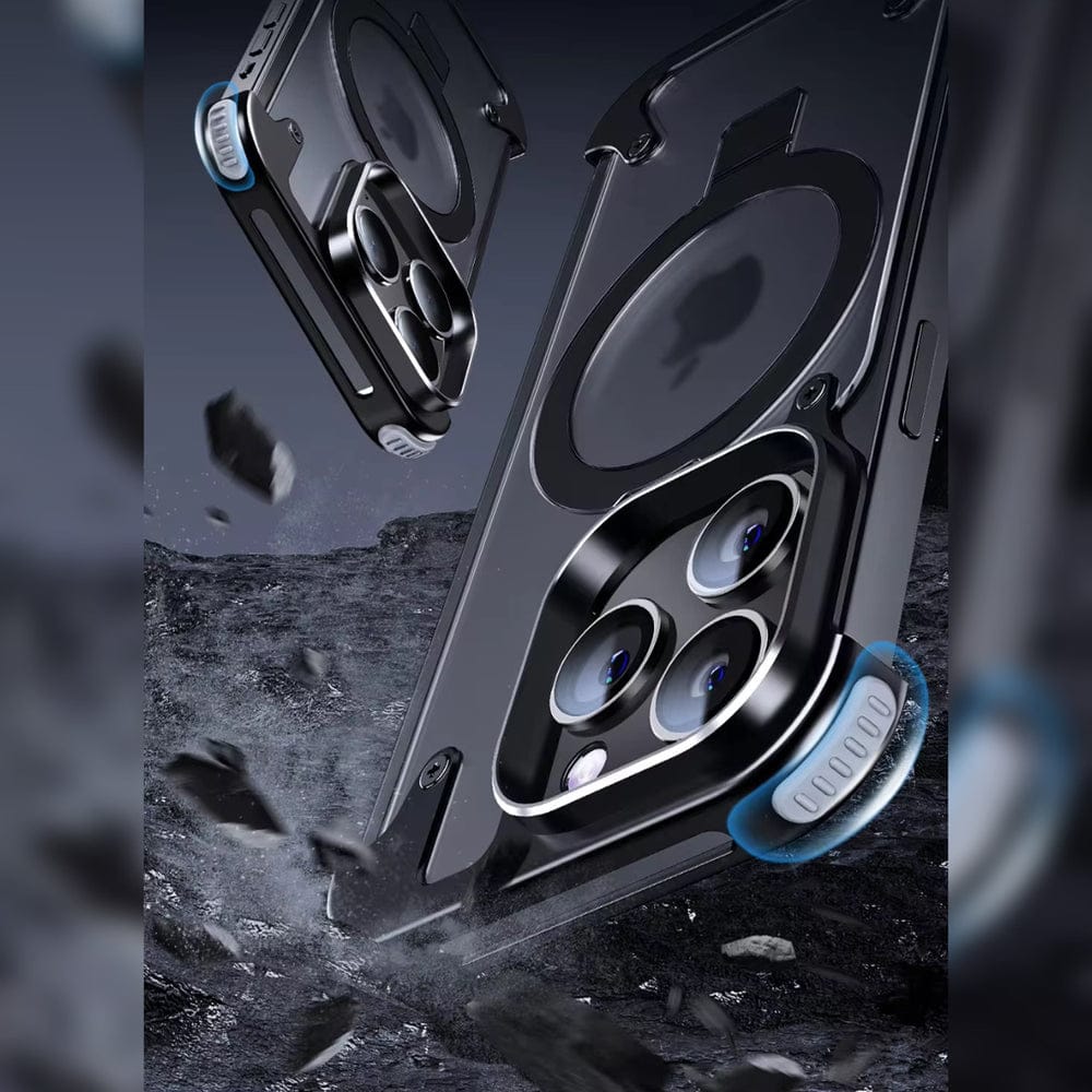 Metal Frameless Armoured Case with Kickstand For iPhone