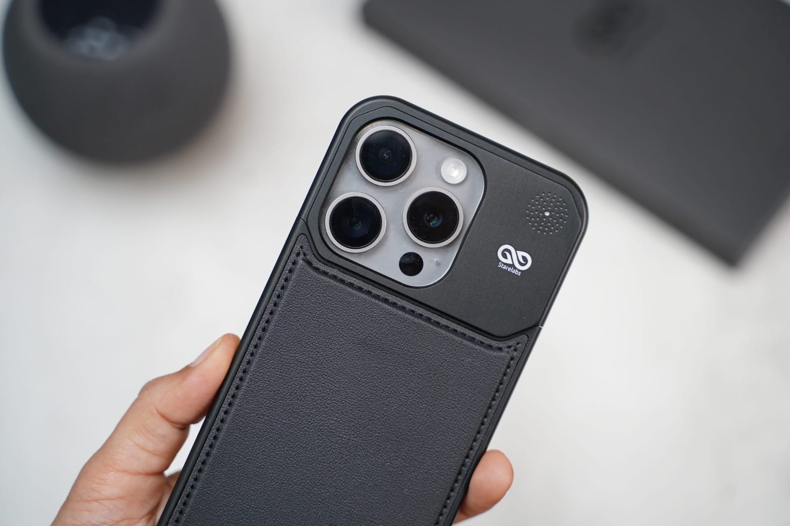 Titanium Frame Vegan Leather Case For iPhone