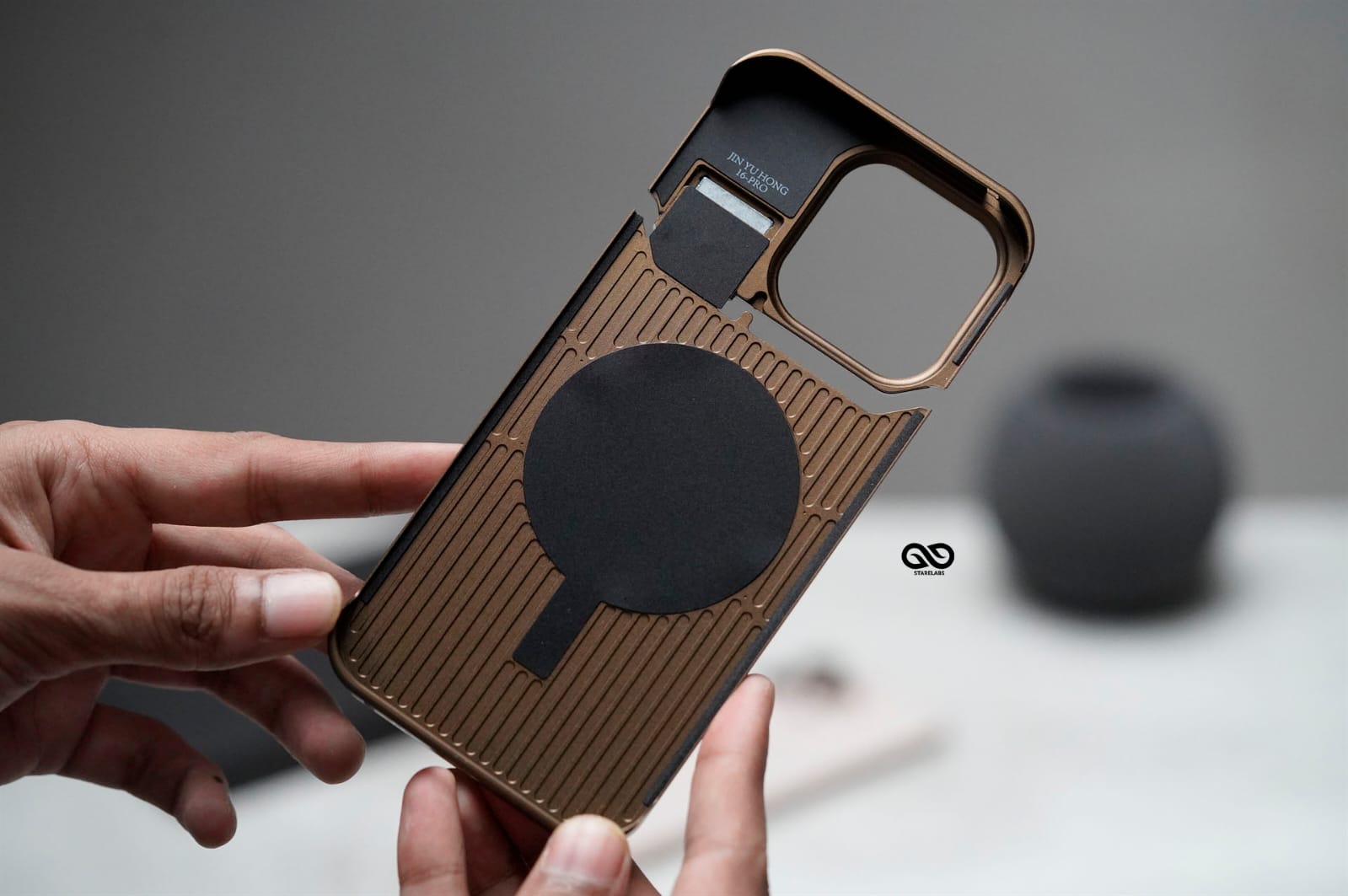 Titanium Frame Vegan Leather Case For iPhone