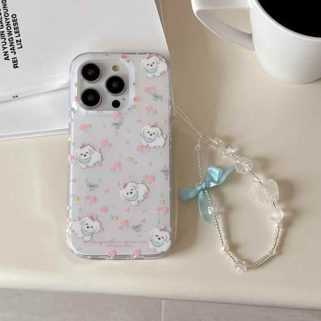 Baby Puppy Silicon Case For iPhone With Bow Charm
