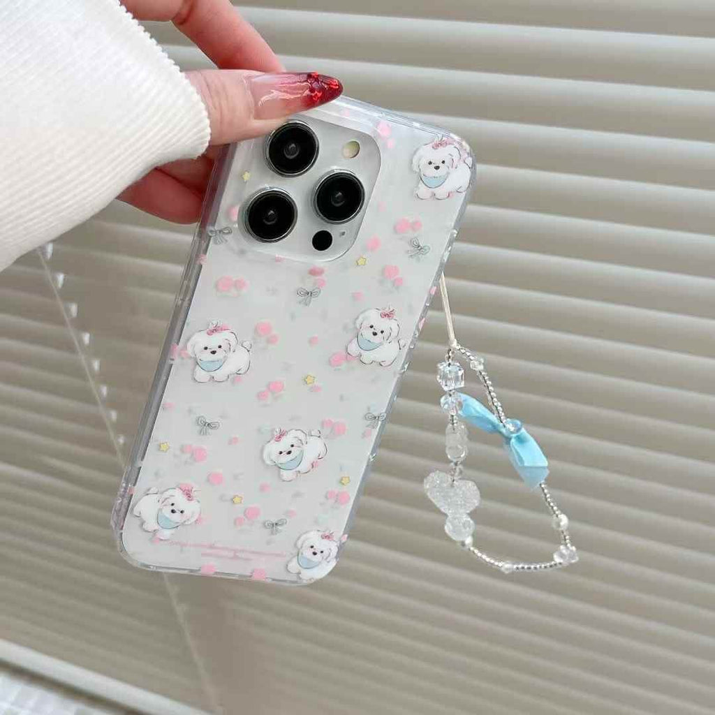 Baby Puppy Silicon Case For iPhone With Bow Charm