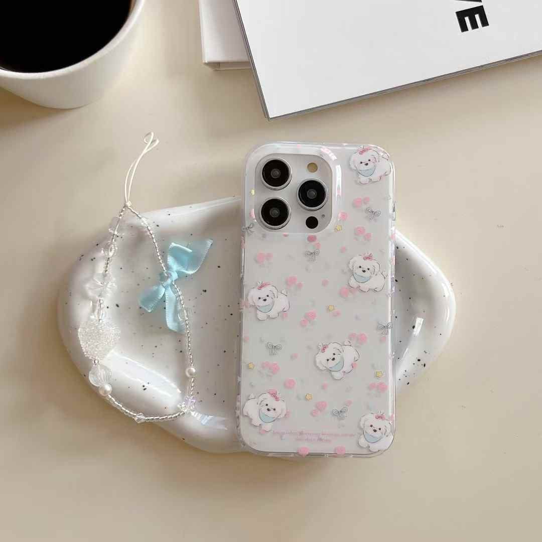 Baby Puppy Silicon Case For iPhone With Bow Charm