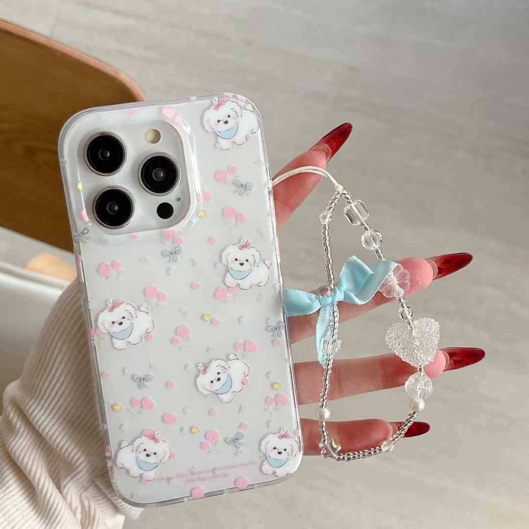 Baby Puppy Silicon Case For iPhone With Bow Charm