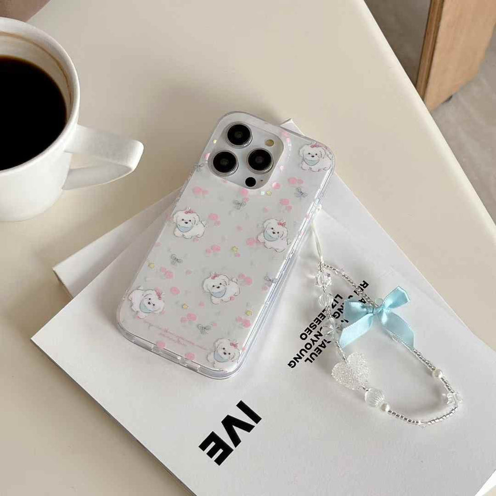 Baby Puppy Silicon Case For iPhone With Bow Charm