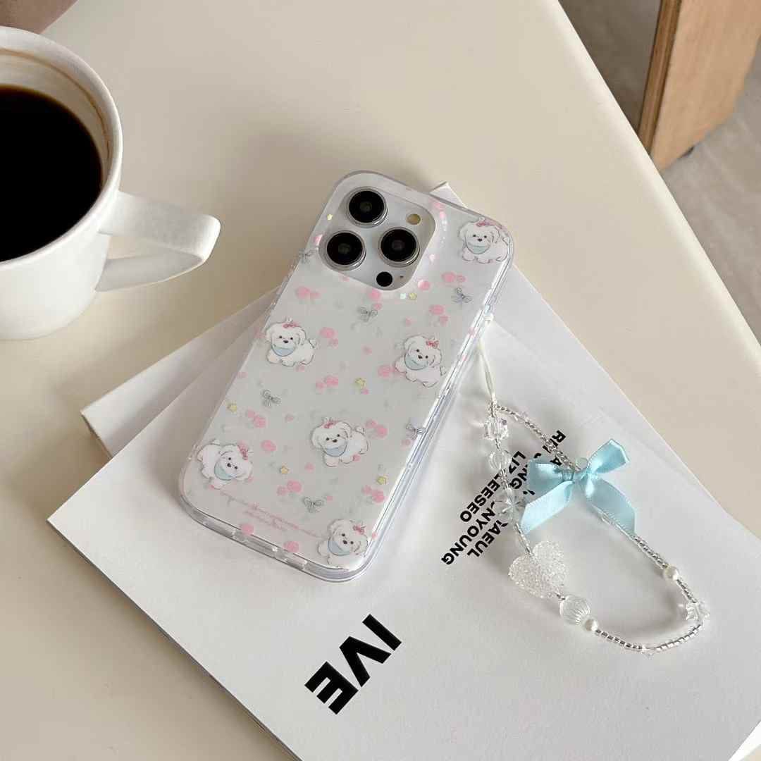 Baby Puppy Silicon Case For iPhone With Bow Charm
