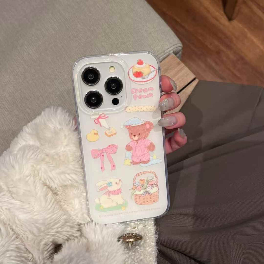 Cute Cartoon Silicon Case For iPhone With Charm