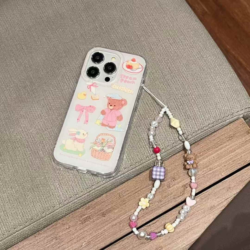 Cute Cartoon Silicon Case For iPhone With Charm