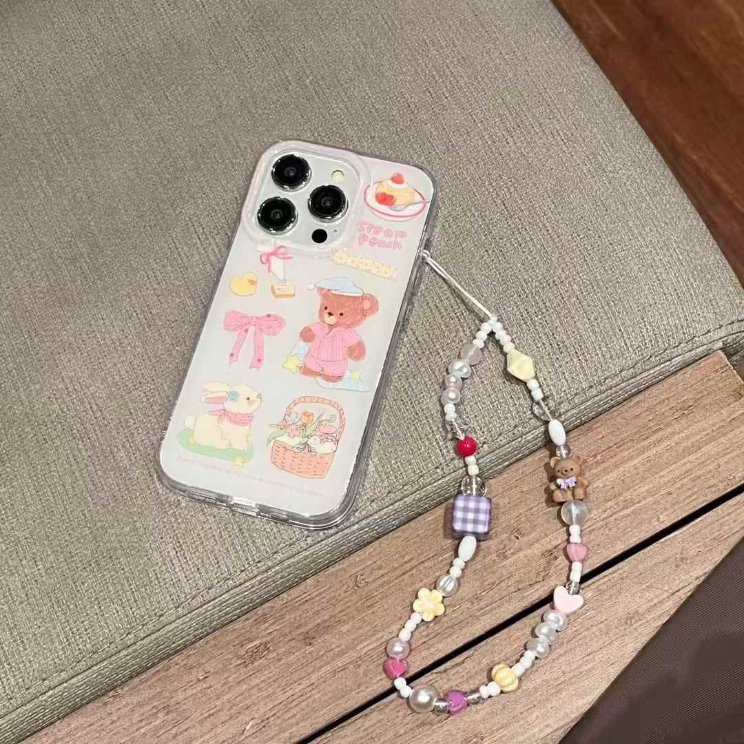 Cute Cartoon Silicon Case For iPhone With Charm