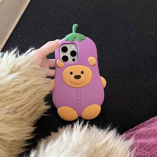 Bear Brinjal Silicon Case For iPhone