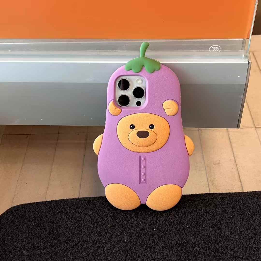 Bear Brinjal Silicon Case For iPhone
