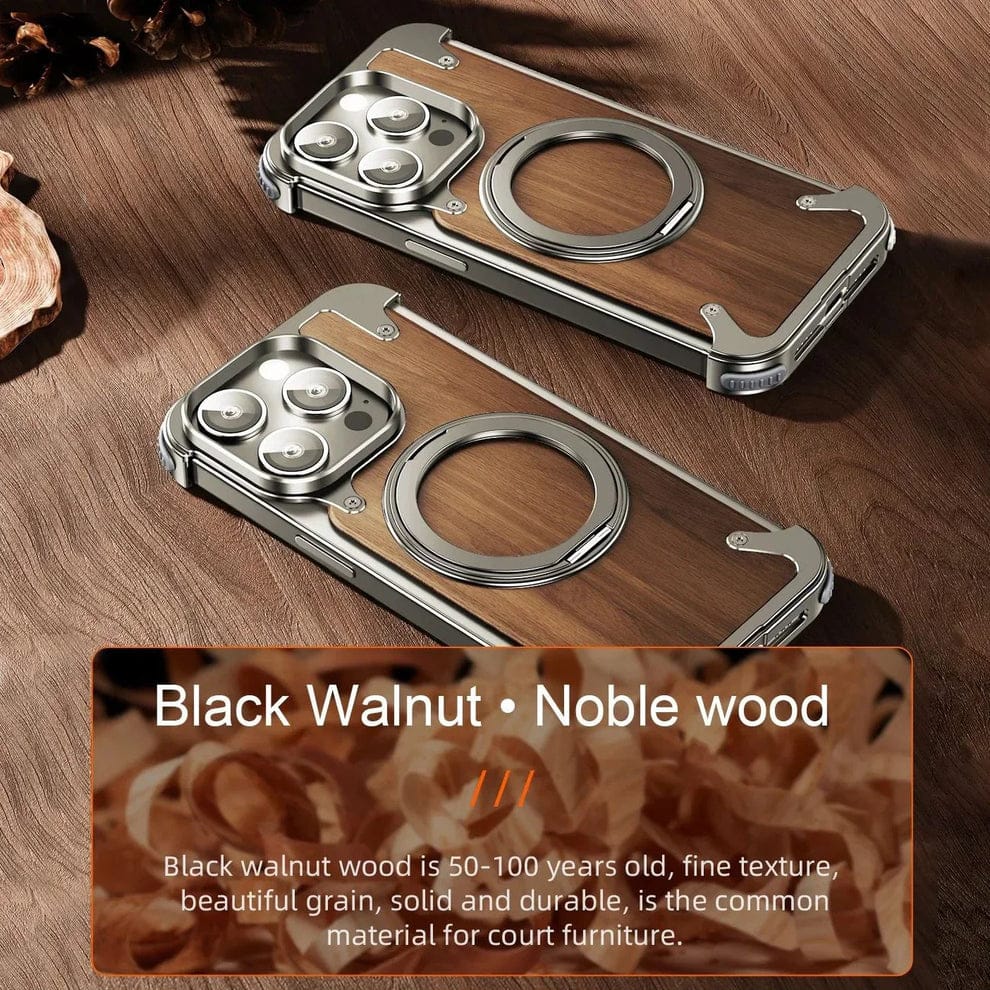 Luxury Wooden Metal iPhone Case