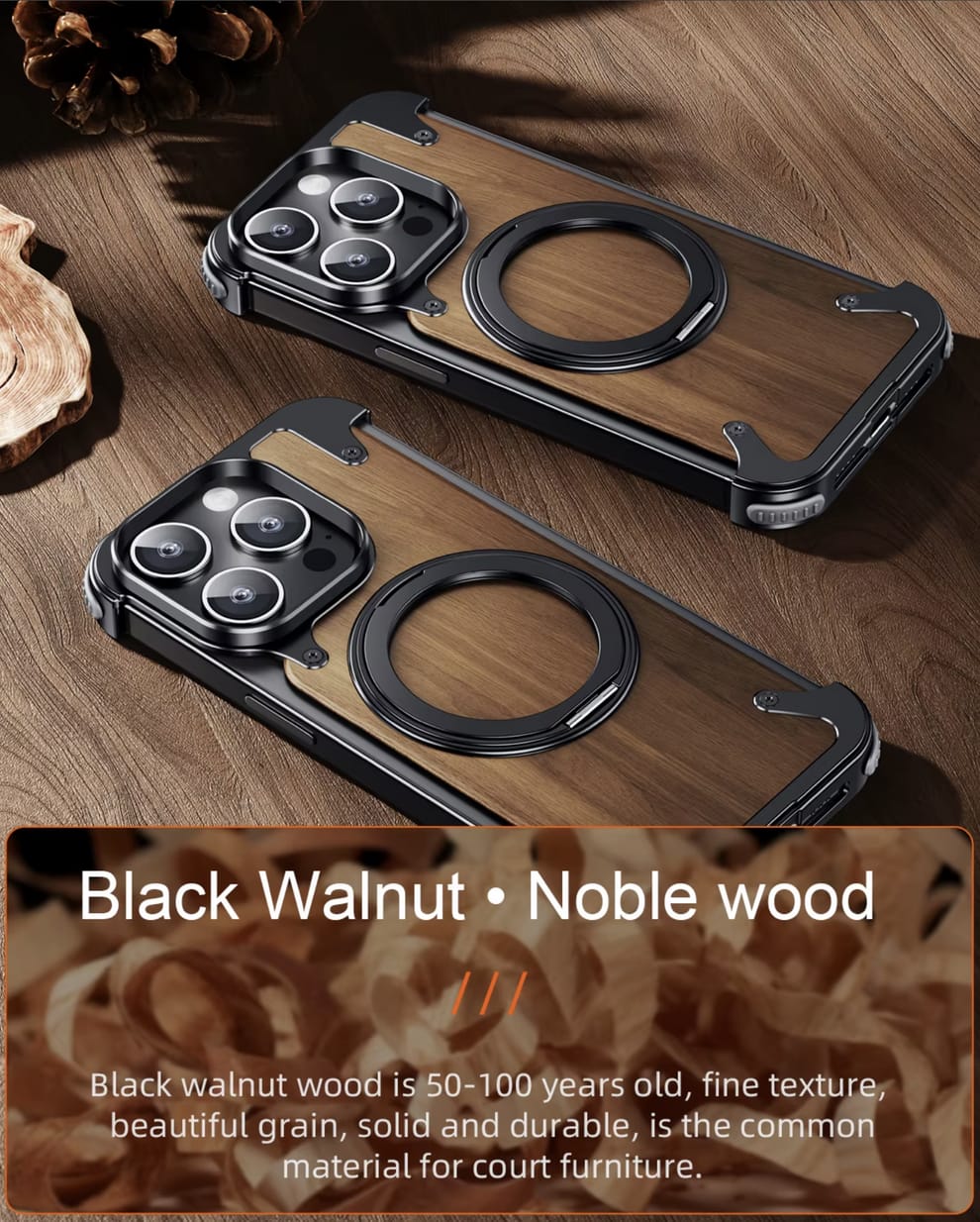 Luxury Wooden Metal iPhone Case