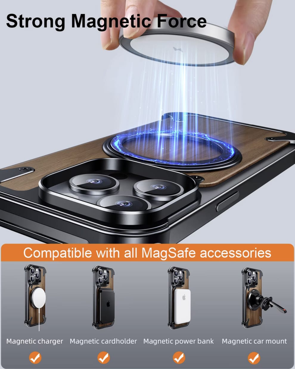 Luxury Wooden Metal iPhone Case