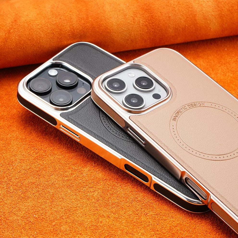 Luxury Magnetic Leather Case with MagSafe Enhanced Grip for iPhone (Black)