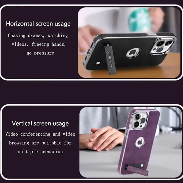 Exclusive Leather Bracket Holder Case For iPhone