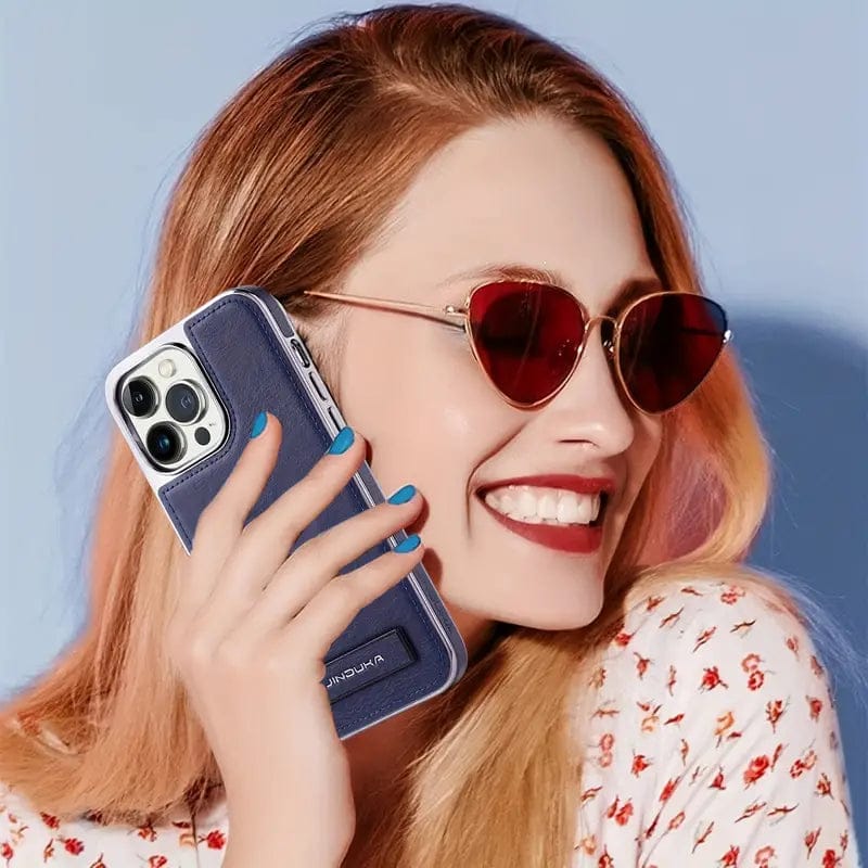 Exclusive Leather Bracket Holder Case For iPhone