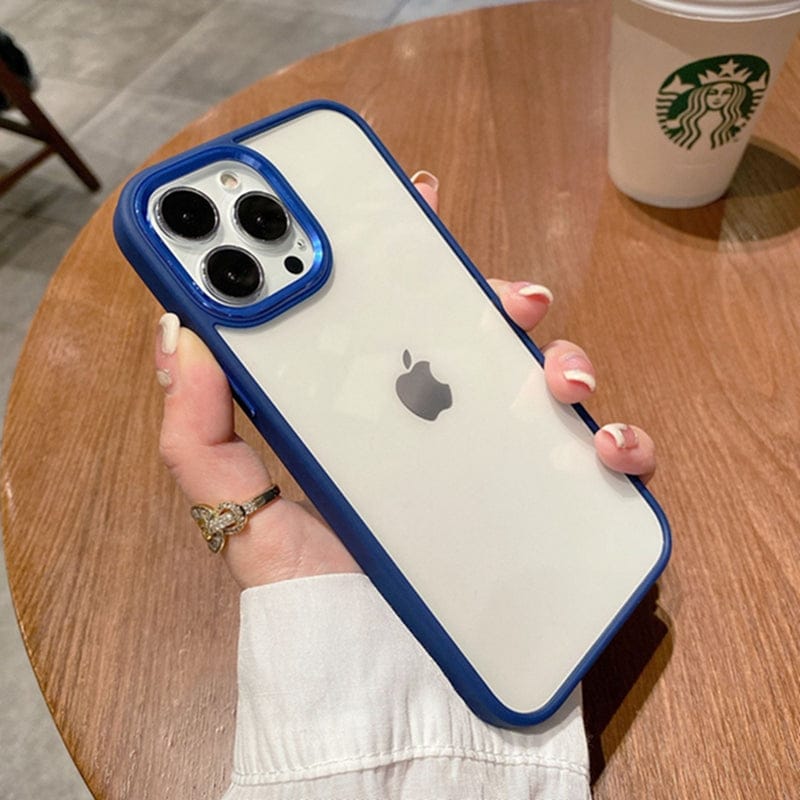 Metal Buttons Hybrid Case With Metal Lens Protection Case For iPhone