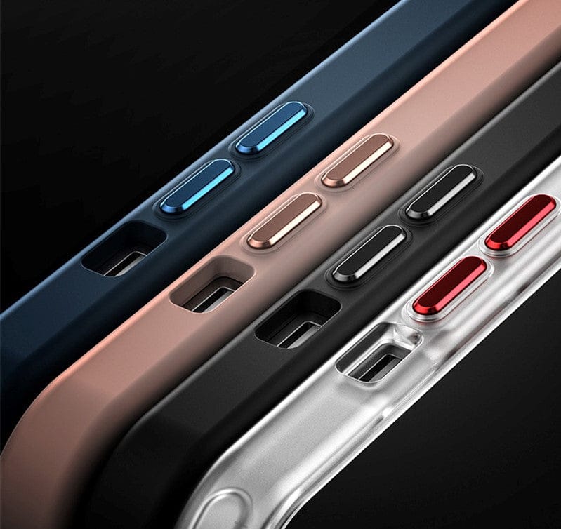 Metal Buttons Hybrid Case With Metal Lens Protection Case For iPhone