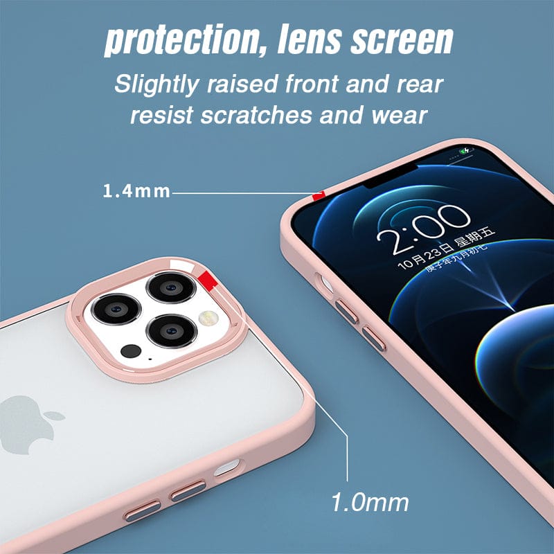 Metal Buttons Hybrid Case With Metal Lens Protection Case For iPhone