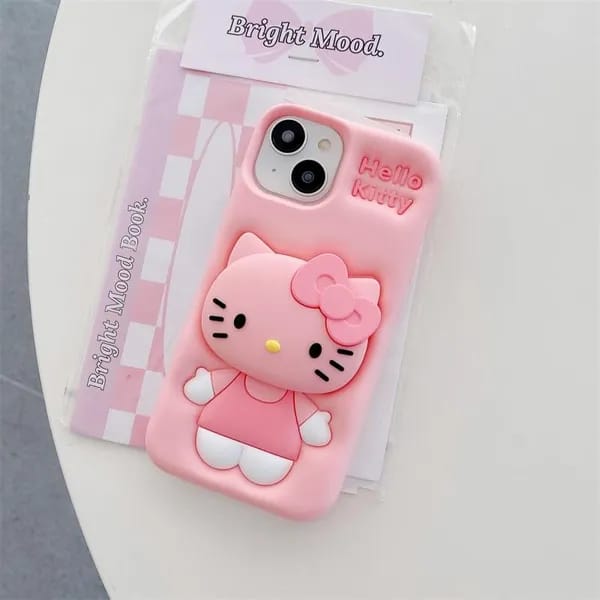 3D Cartoon Hello Kitty Case Bow Cat Girly Kitty Doll Animal Back Case For iPhone