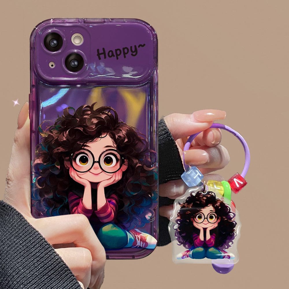 Combo Pack Of 3 Cartoon Geek Girl Mirror iPhone Case