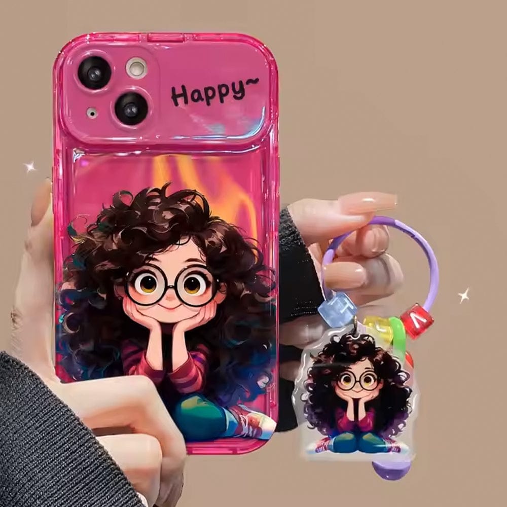 Combo Pack Of 3 Cartoon Geek Girl Mirror iPhone Case