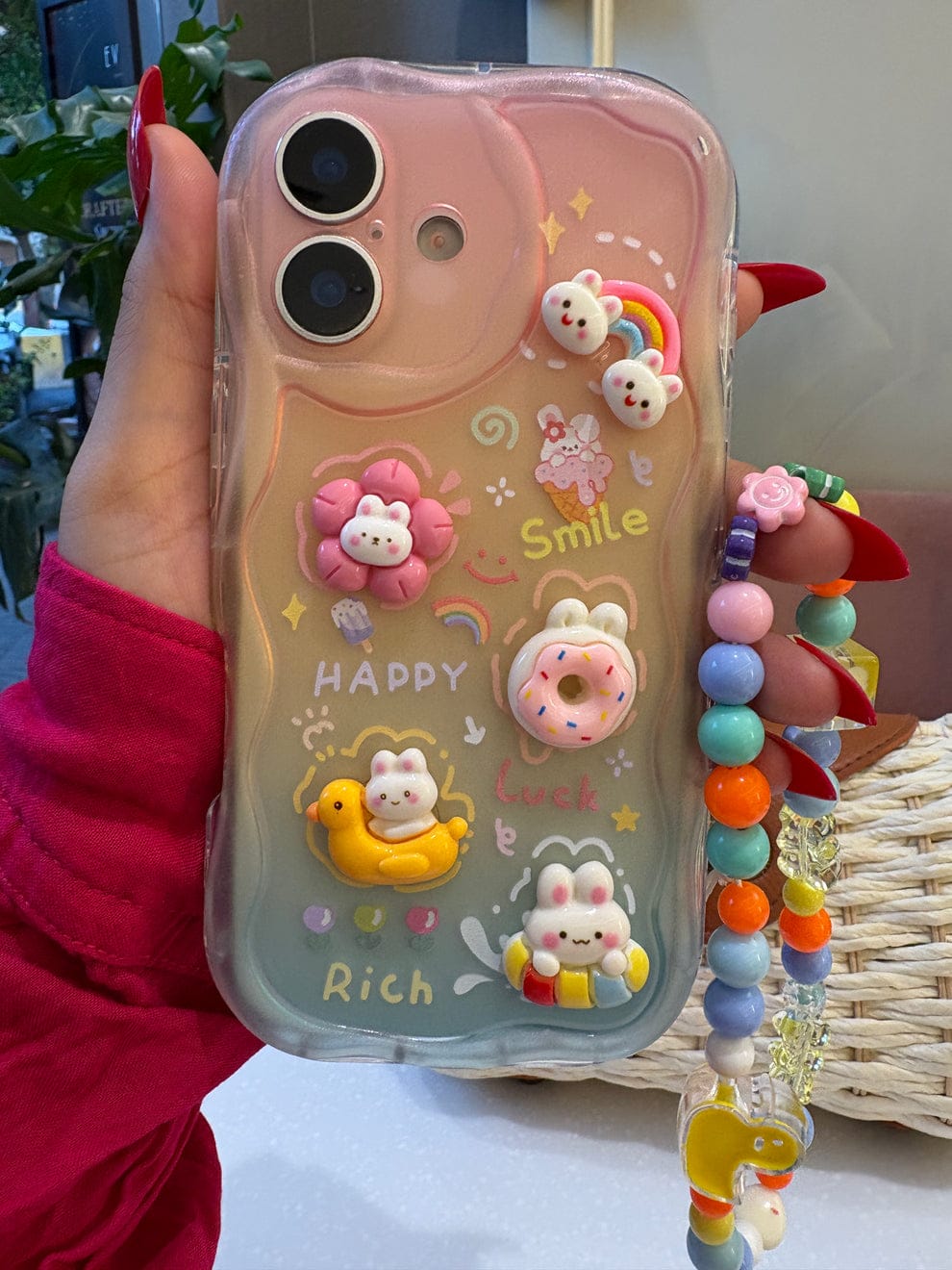 Curvy Edge Clear Case with Charm For iPhone