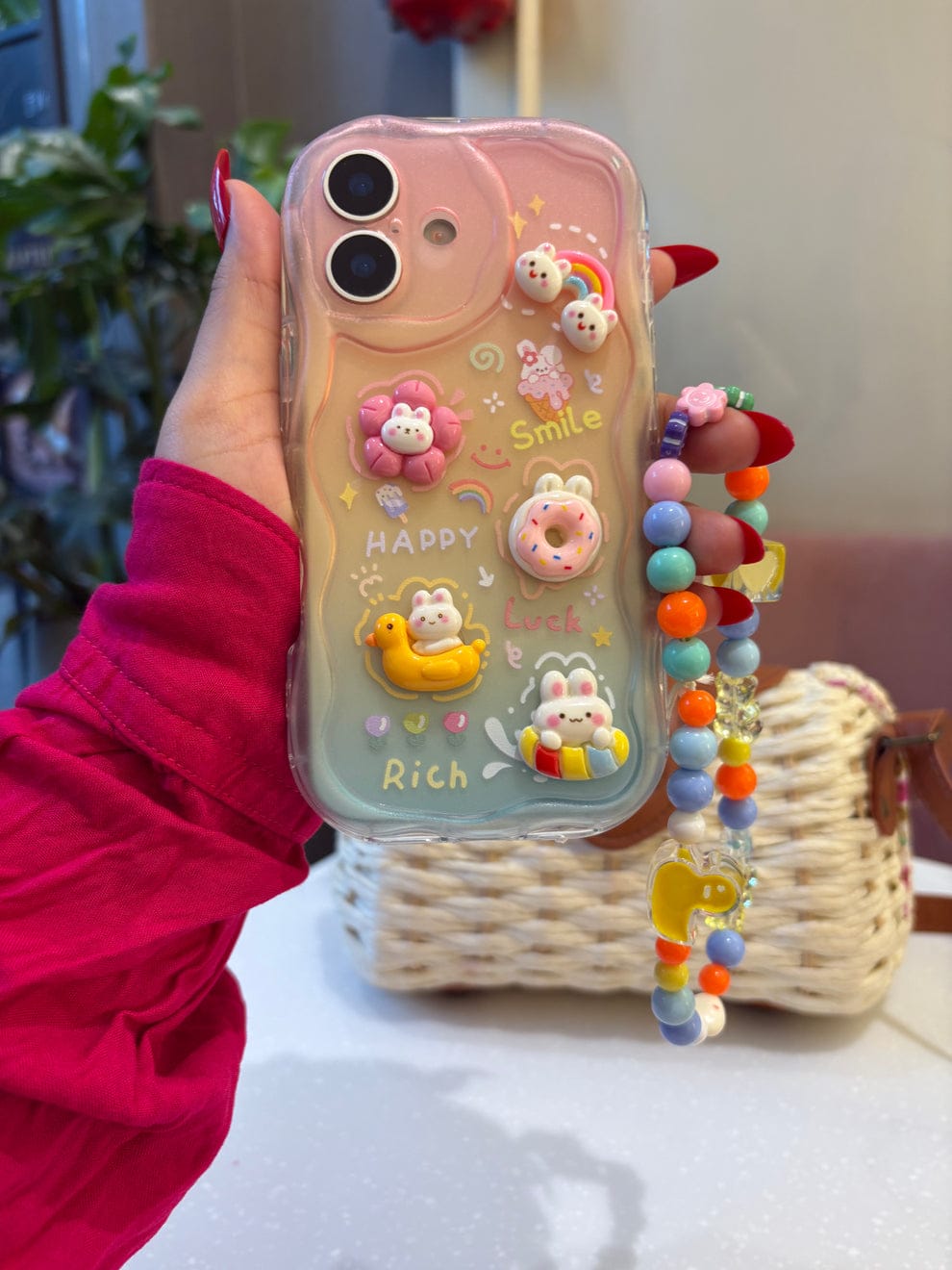 Curvy Edge Clear Case with Charm For iPhone