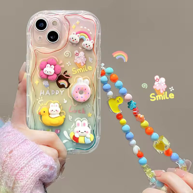 Curvy Edge Clear Case with Charm For iPhone