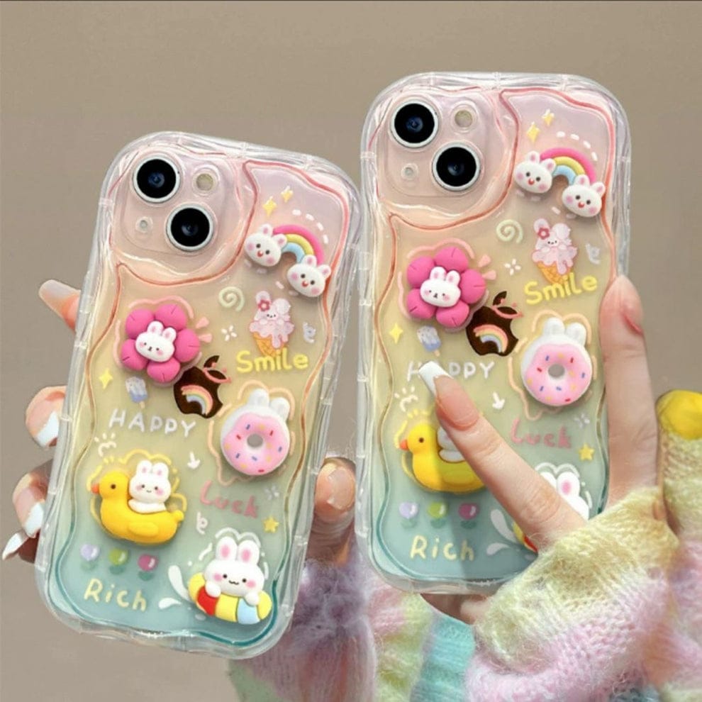 Curvy Edge Clear Case with Charm For iPhone