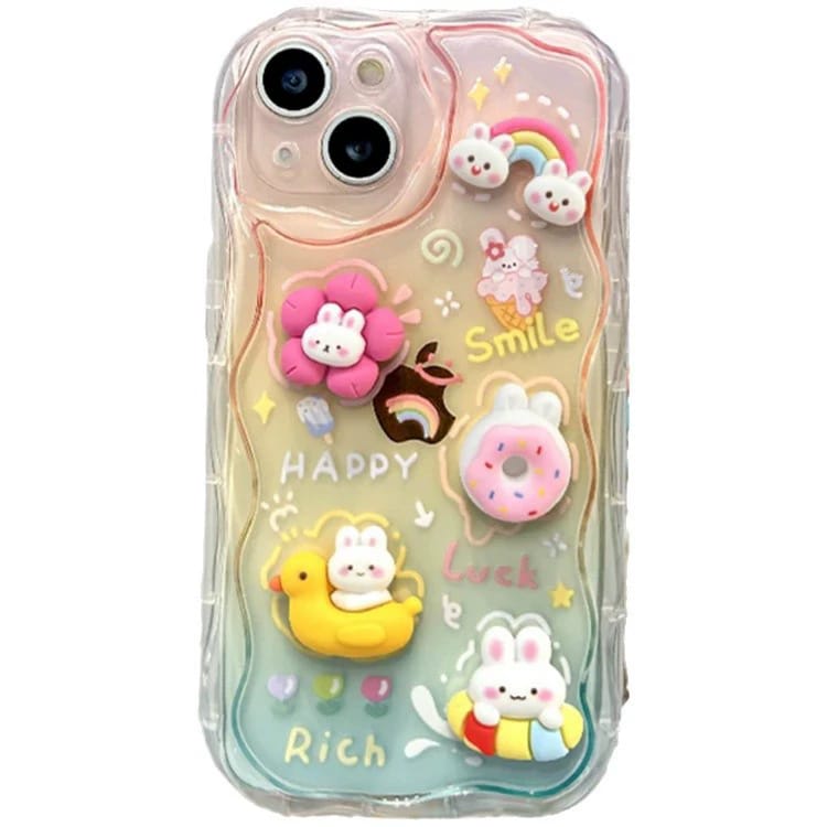 Curvy Edge Clear Case with Charm For iPhone