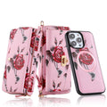 Flower Embellished Zipper Purse and Wallet Duo For iPhone