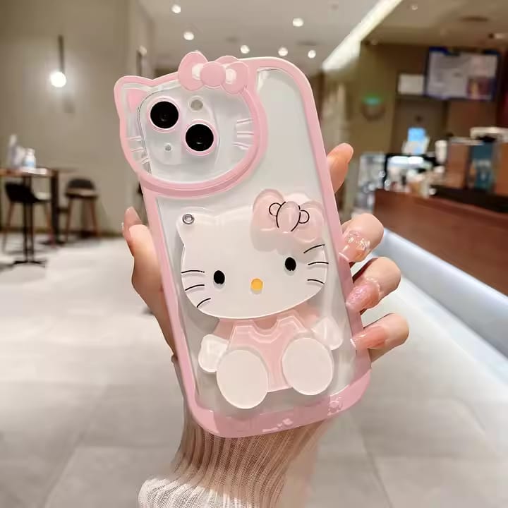 3D Kitty With Mirror Mobile Case For iPhone