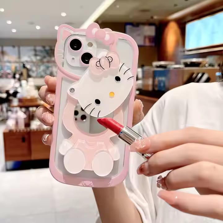 3D Kitty With Mirror Mobile Case For iPhone